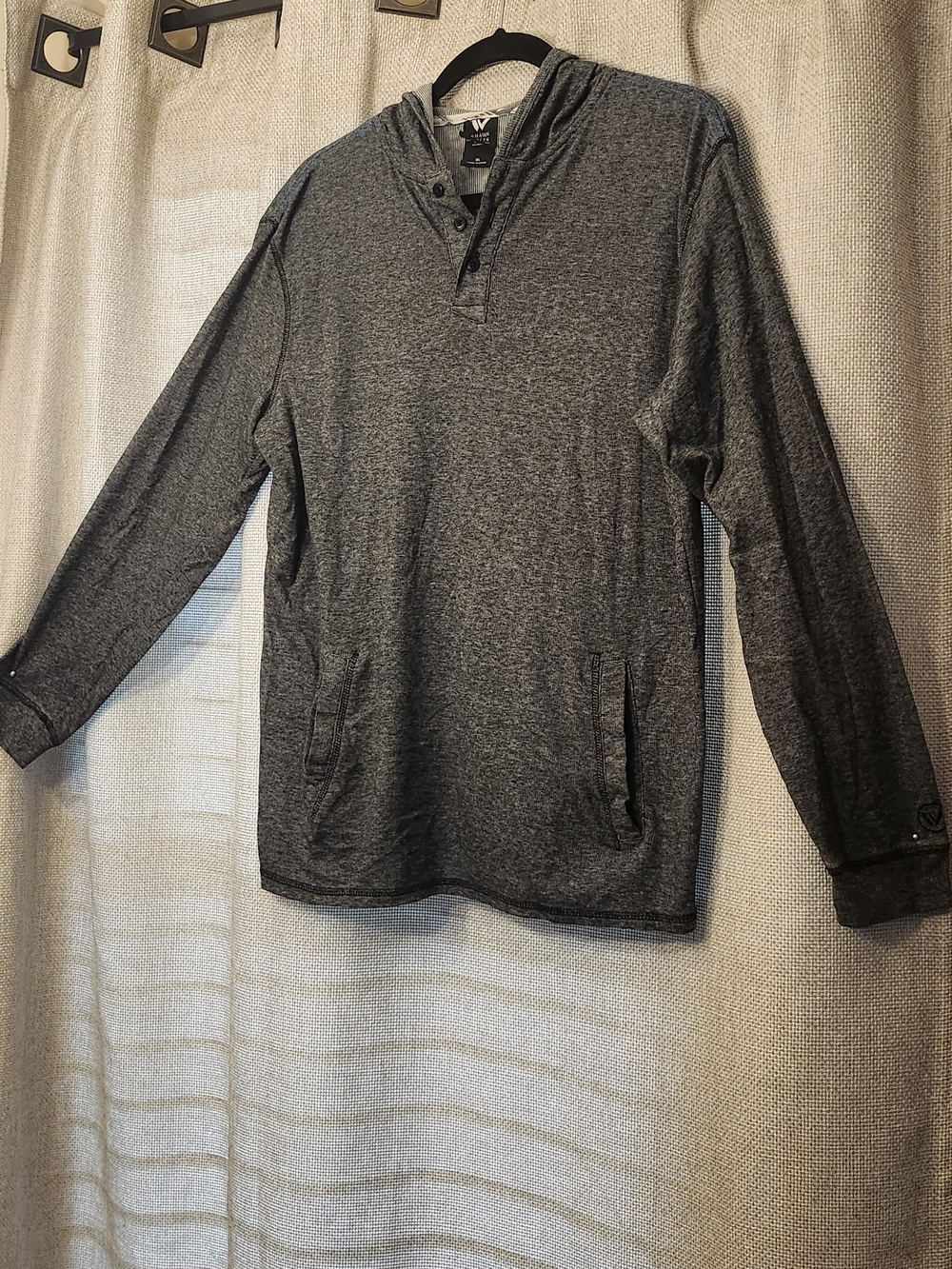 Shaun White Men's Charcoal Gray Hooded Henley Pullover